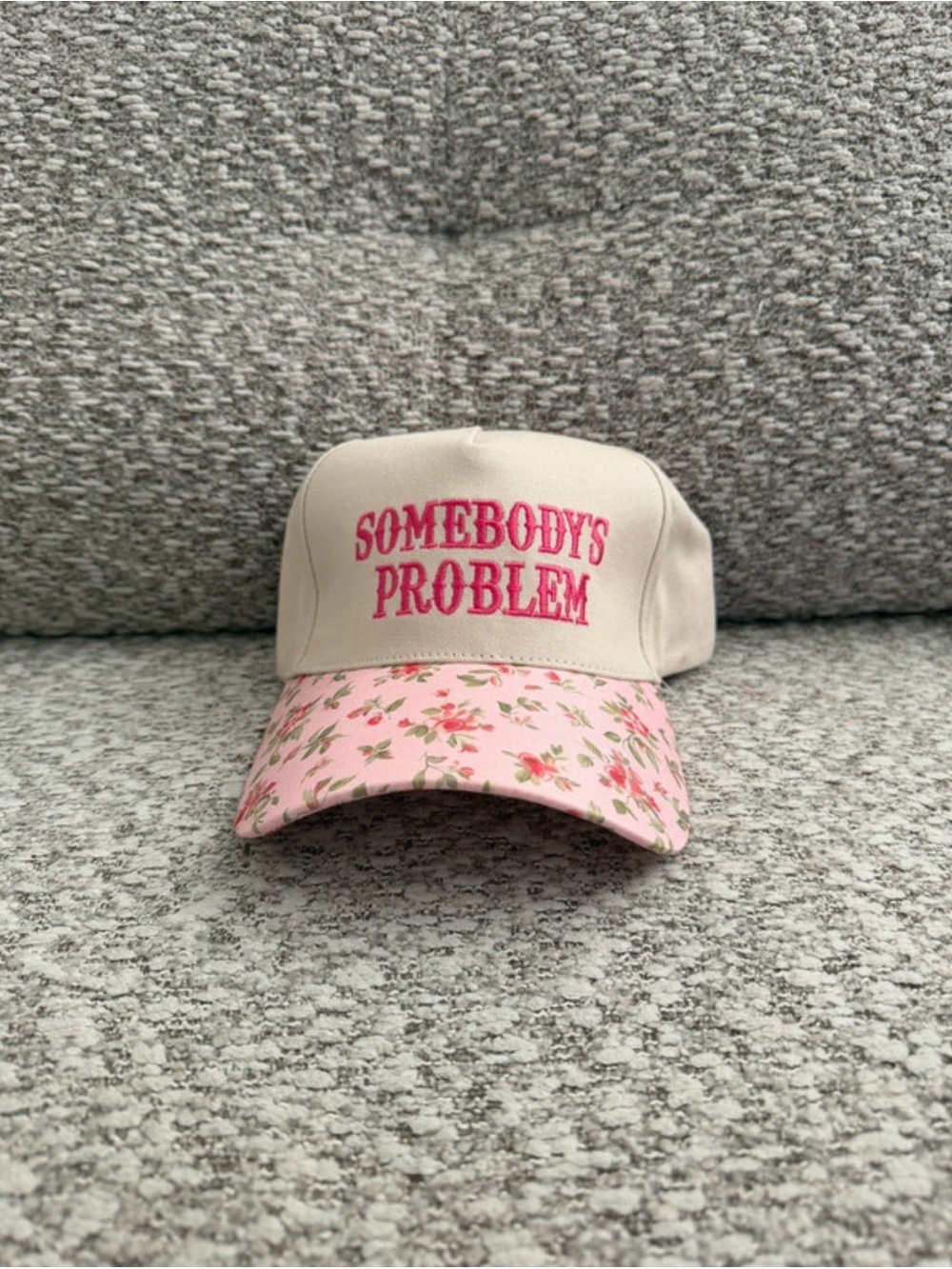 ‘Somebody's Problem’ Pink Floral Adjustable Baseball Cap